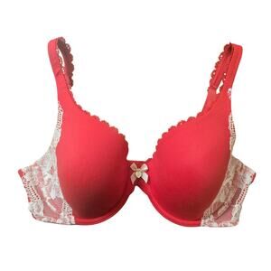 Body by Victoria Lined Perfect Coverage Bra - Red with white Lace - 34C